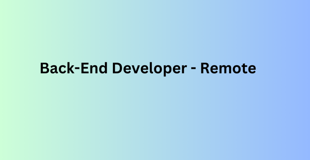 Back-End Developer